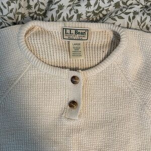 L.L. Bean Cream Henley Pullover